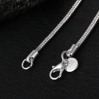 925 Sterling Silver Solid Snake Chain Necklace For Mens Women
