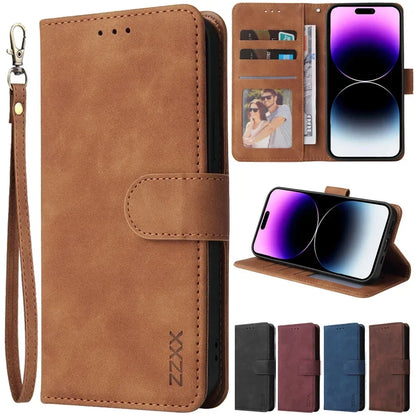 Leather Wallet Phone Case For iPhone 16 15 14 13 12 Pro Max Plus