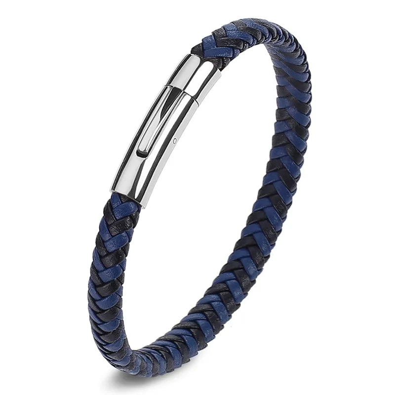 Simple Style Men Leather Braided Rope Bracelet