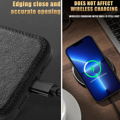 Luxury Leather Phone Case for iPhone 16 15 14 13 12 Pro Max Plus