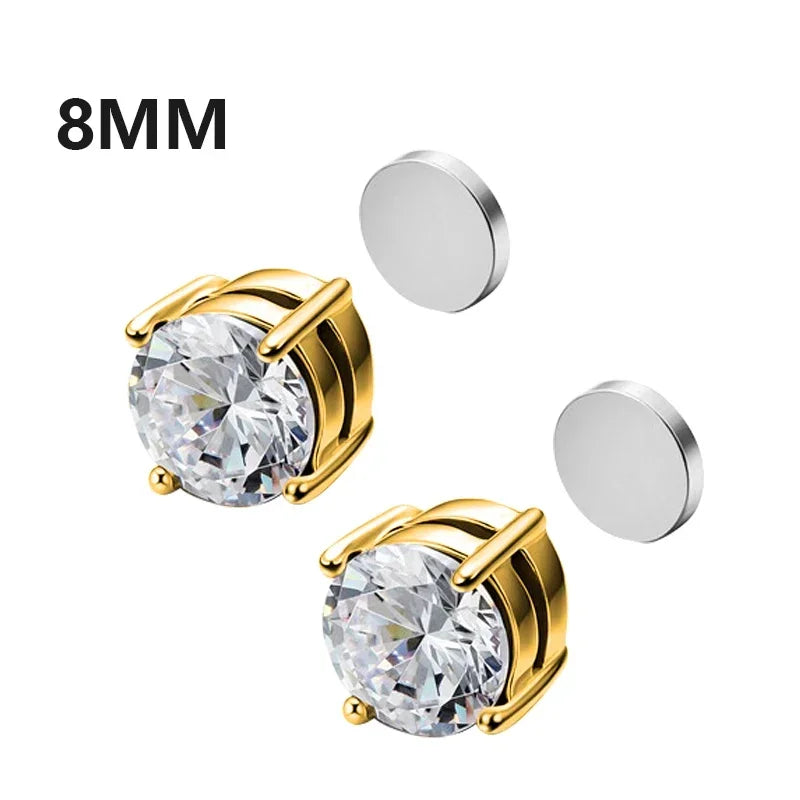 1Pairs Crystal Strong Magnetic Ear Stud Clip Earrings for Men and Women