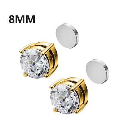 1Pairs Crystal Strong Magnetic Ear Stud Clip Earrings for Men and Women
