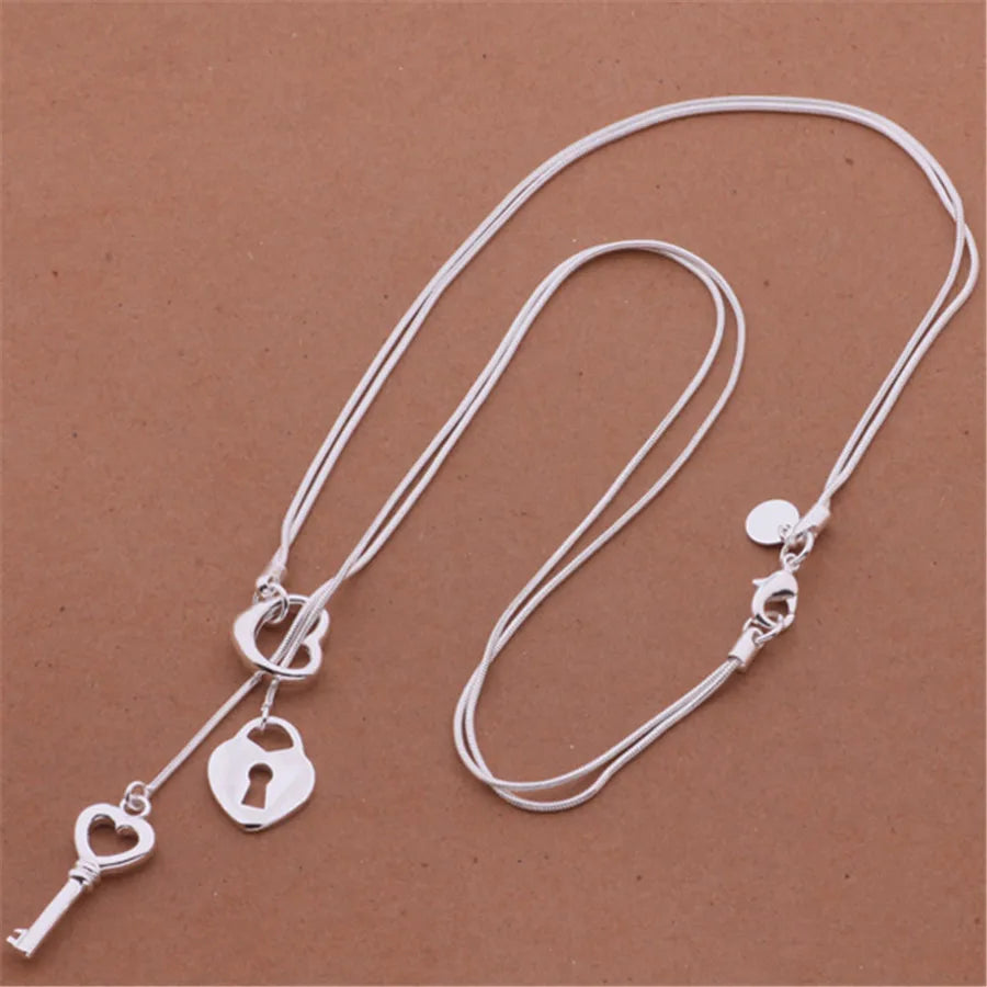 925 Sterling Silver Charms Necklace High Quality Jewelry