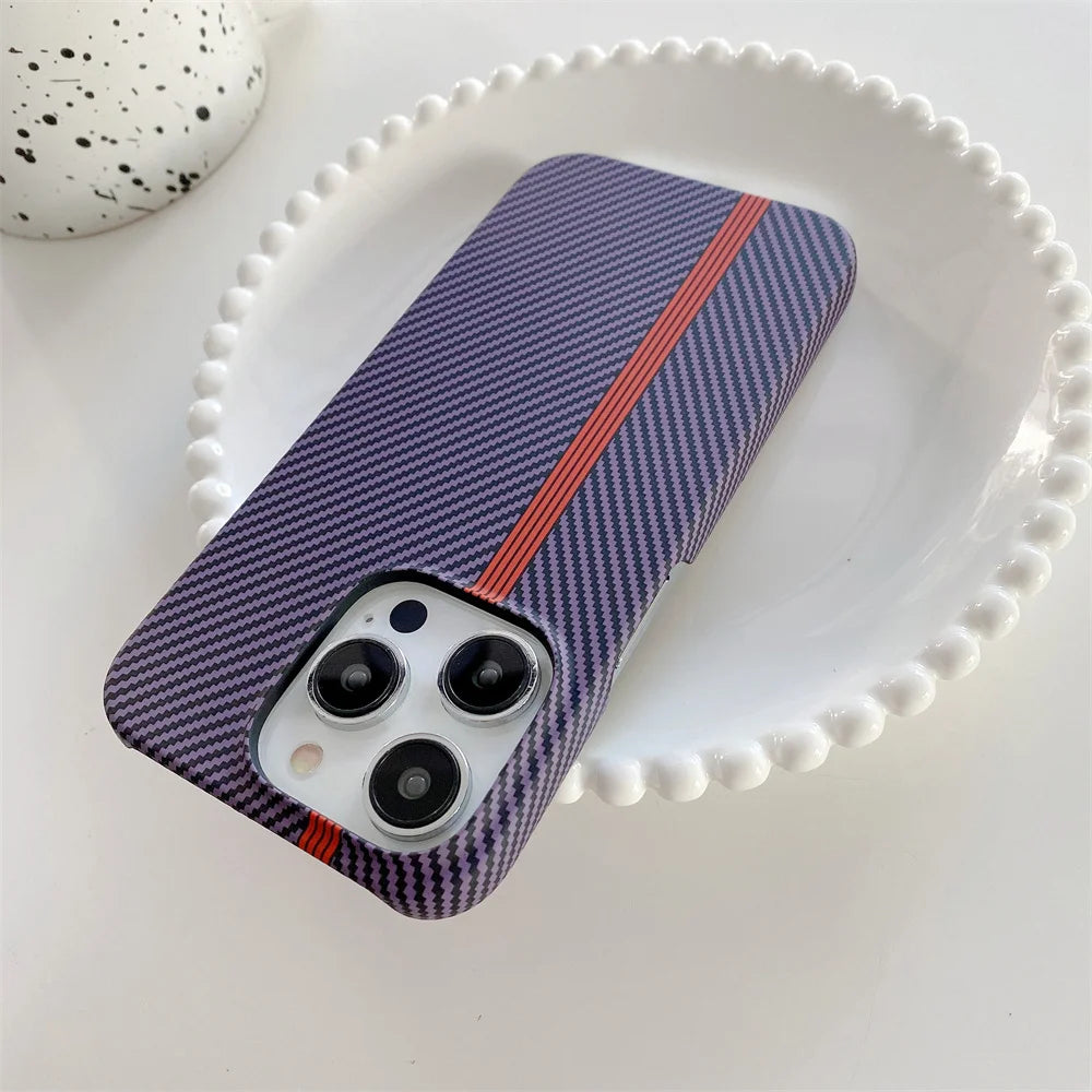 Luxury Carbon Fiber Pattern Cooling Case for iPhone 16 15 14 13 Pro Max