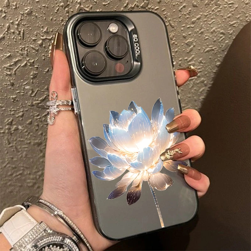 Luxury Lotus Flower Anti Drop Armour Case For iPhone 16 15 14 13