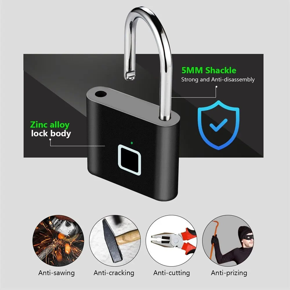 Fingerprint Lock Keyless Waterproof Anti Theft Smart Lock Fingerprint Padlock