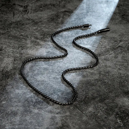 Vintage Oxidized 3mm Link Chain Necklace For Men Motocycle Cuban Chain