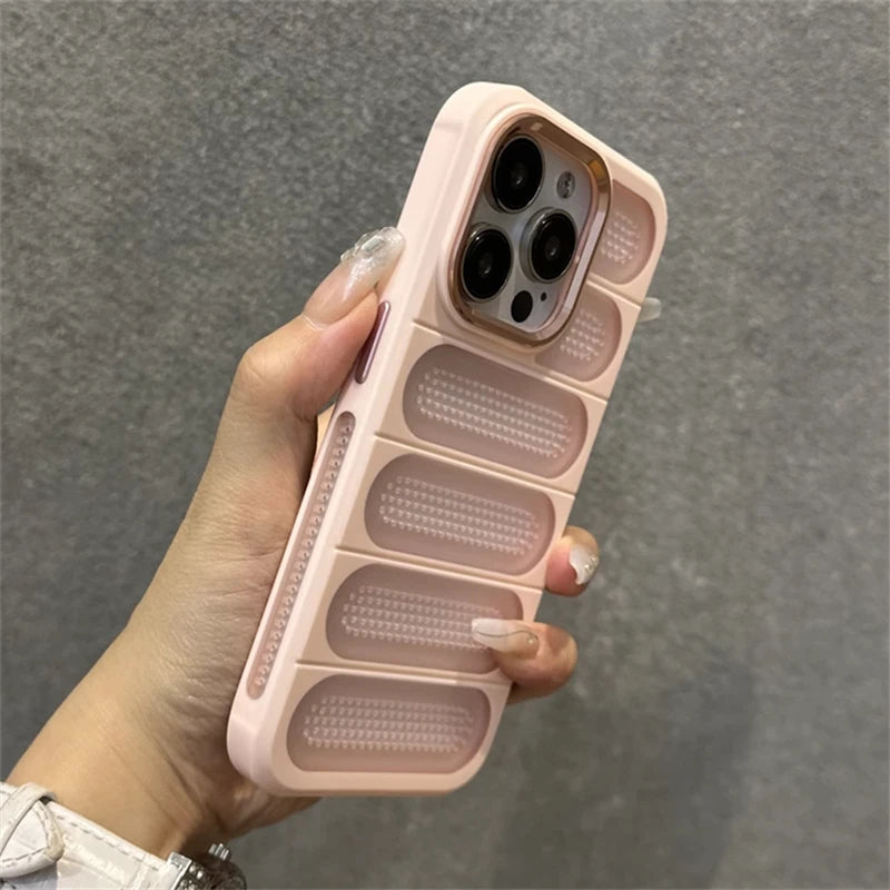 Luxury Heat Dissipation Breathable Hole Case For iPhone 16 15 14 13 12