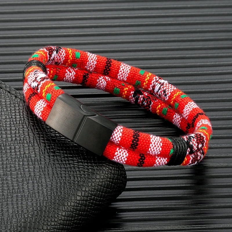 Unisex Handmade Woven Double Layer Surfer Waterproof Rope Bracelet