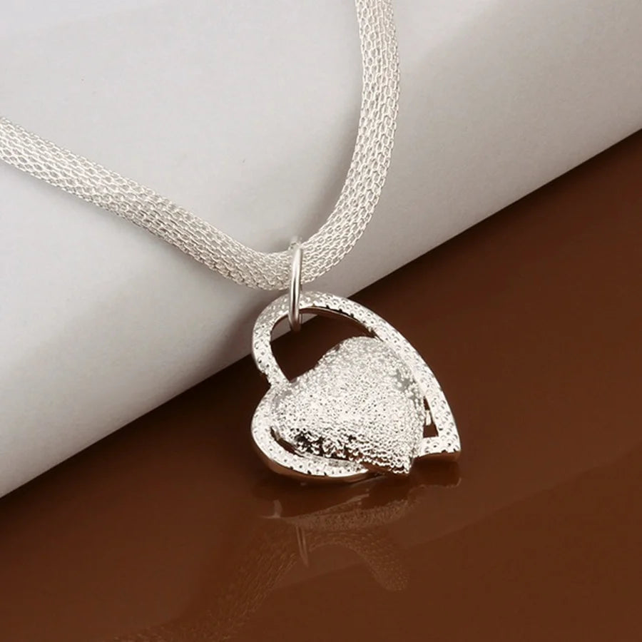 925 Sterling Silver Necklace Gorgeous Charm Heart Lady Love for Women