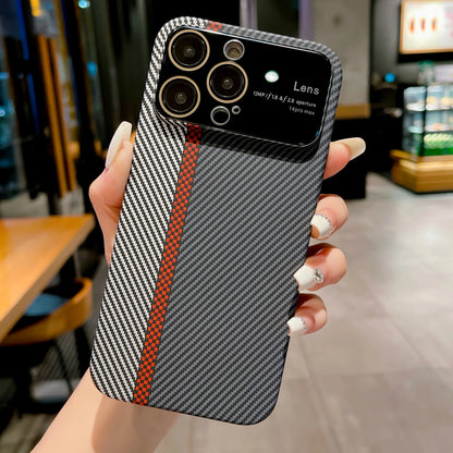 Carbon Fiber Large Lens Phone Case For iPhone 11 12 13 14 Pro Max