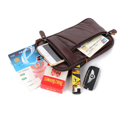 Leather Waist Bag Mens Mobile Phone Shoulder Bag