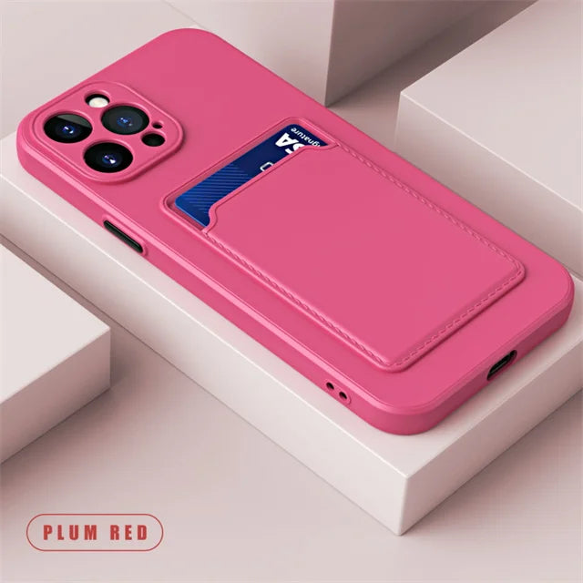 Luxury Soft Silicone Wallet Phone Case For iPhone 16 15 14 Pro Max