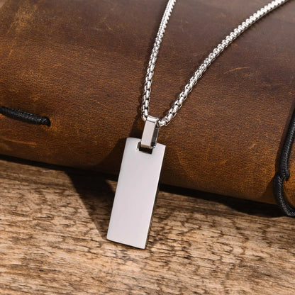 Mens Initial Vertical Bar Necklaces Waterproof Stainless Steel