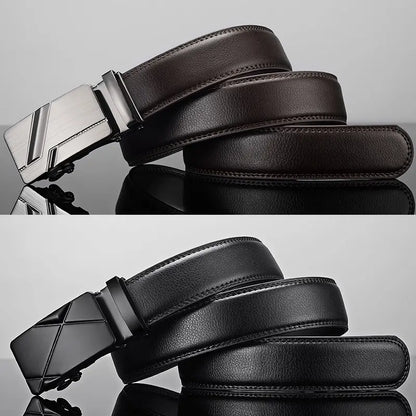 Mens Leather Belt Metal Automatic Buckle