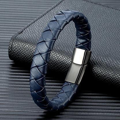 Unisex Braided Leather Bracelet Magnetic Buckle Bracelets