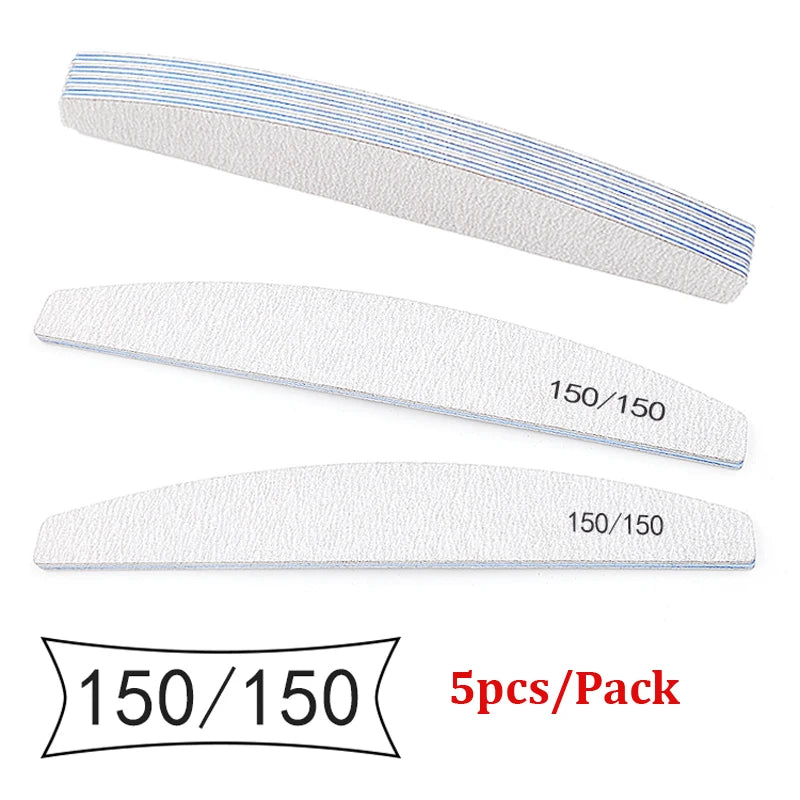 5pcs Nail File Mix Color Limas Grit Professional Sandpaper Cuticle Remover